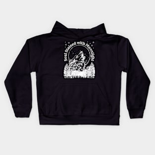 Soul stained with moonlight - black and white design for music festivals Kids Hoodie